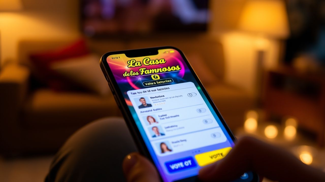 Viewer voting interface on a smartphone screen for La Casa de los Famosos.