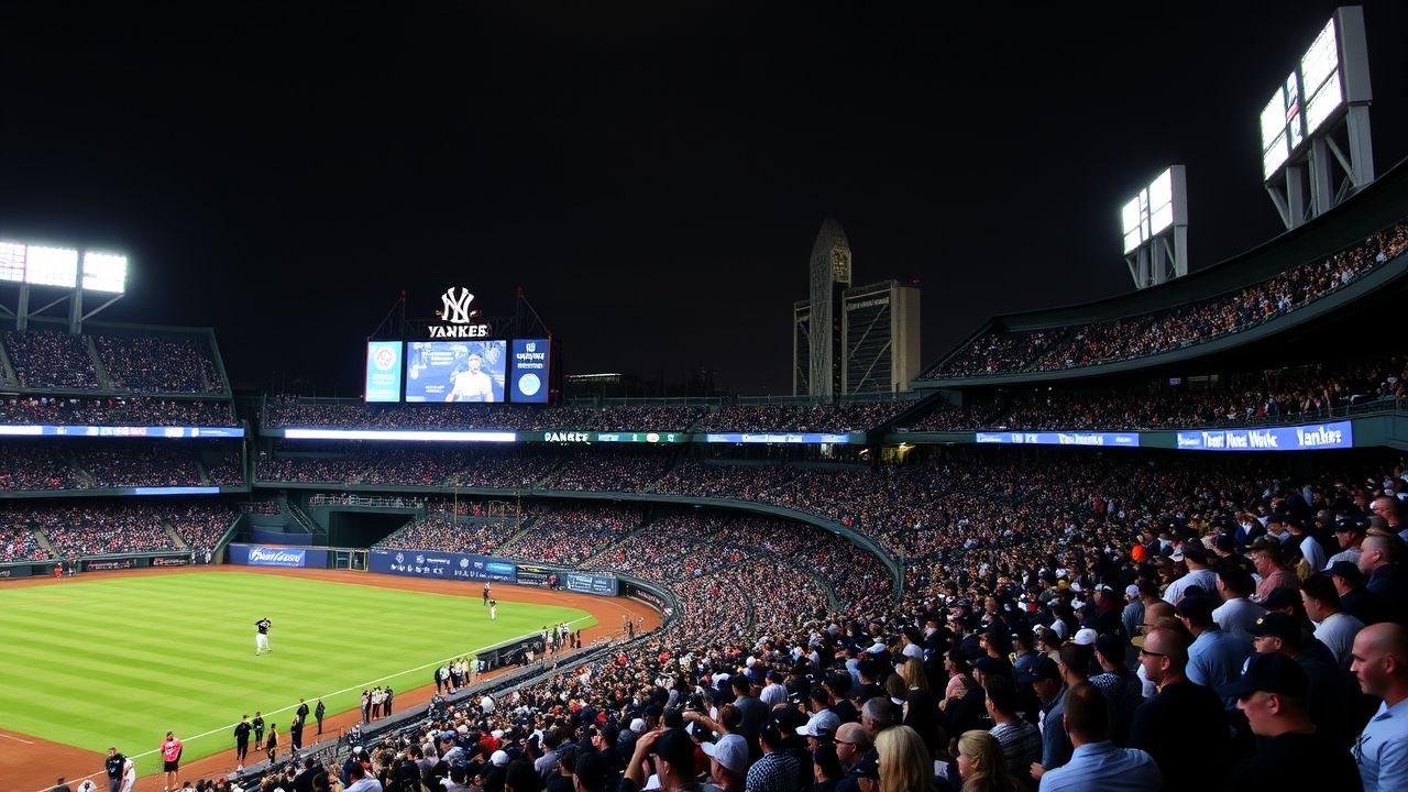 "Yankee Stadium packed with fans during a 2025 home game."