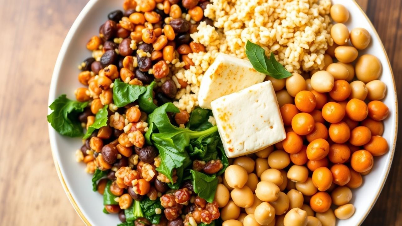 "High-protein foods for muscle growth on a vegan-friendly plate"