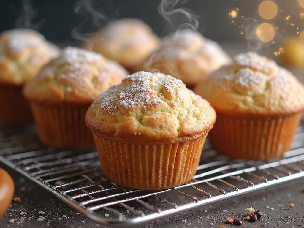 "Kodiak pancake mix muffins on a cooling rack"