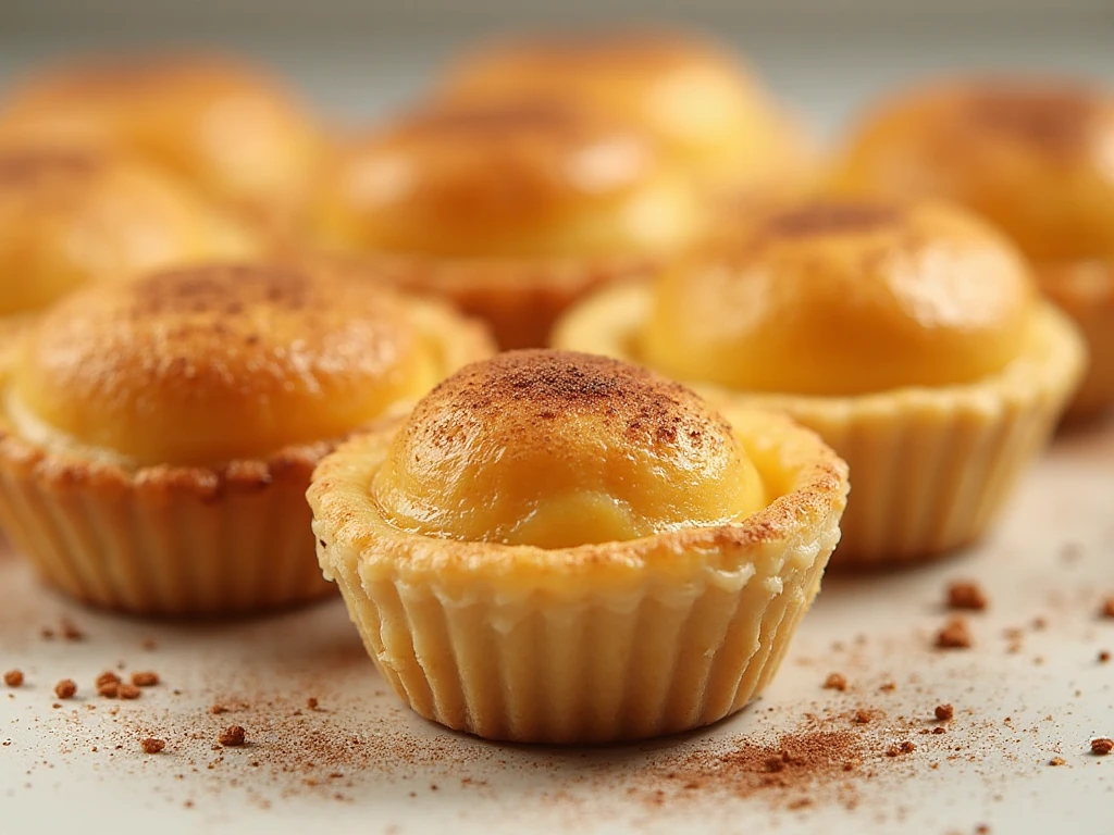 Portugal vs Spain Freshly baked pastel de nata pastries with cinnamon topping