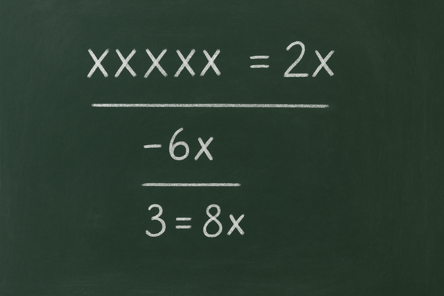 Step-by-step solution of xxxxxx is equal to 2 x on chalkboard