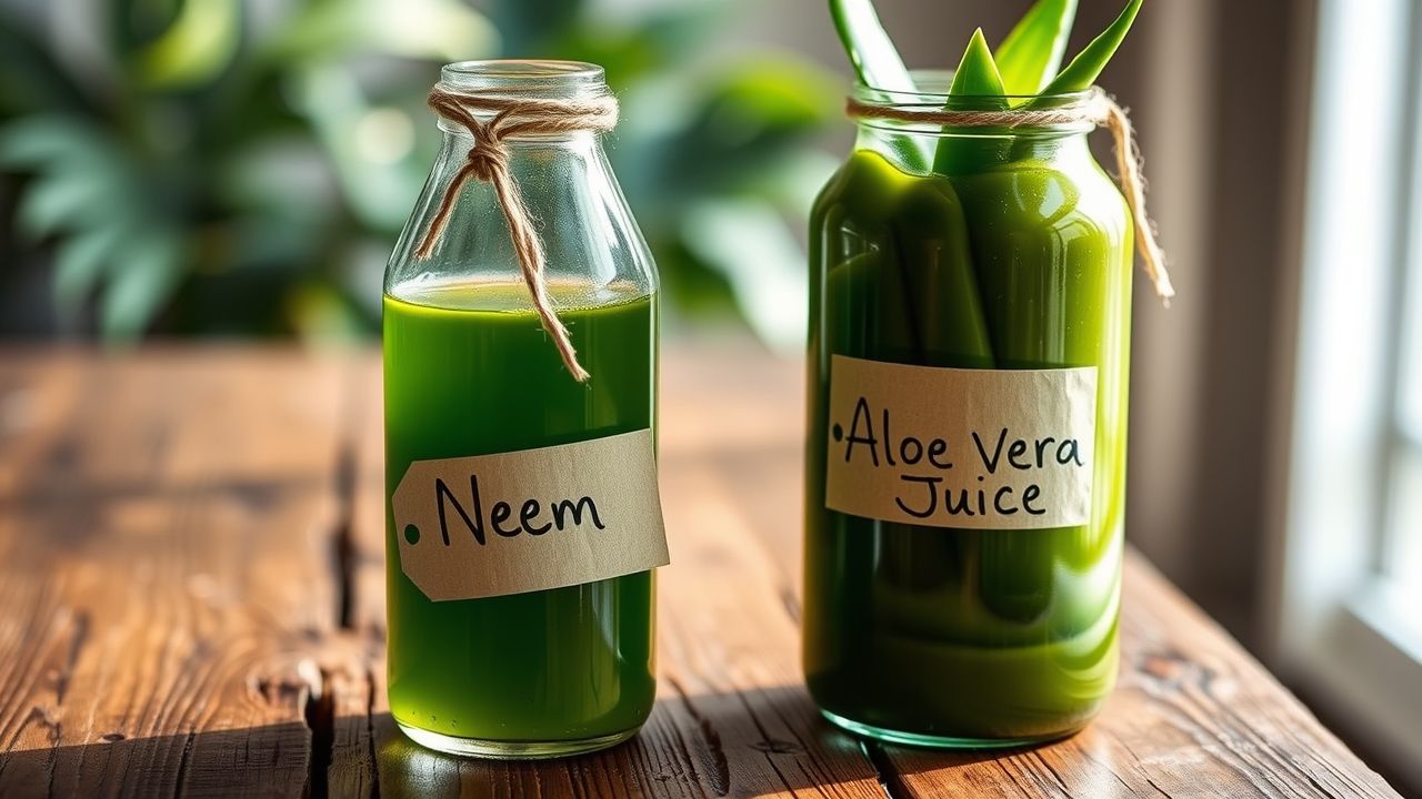 Organic neem and aloe vera extracts used in daily detox routines