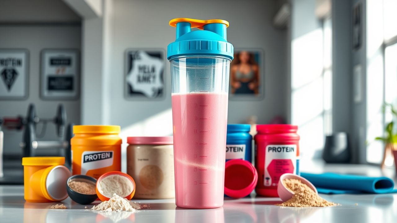 Protein powder, shaker bottle, and creatine for muscle gain support, wellhealthorganic