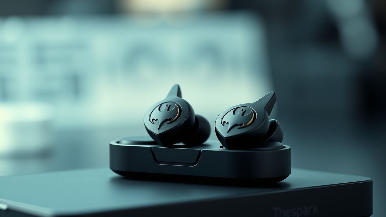 "Thespark shop batman style wireless bluetooth earbuds with charging case"