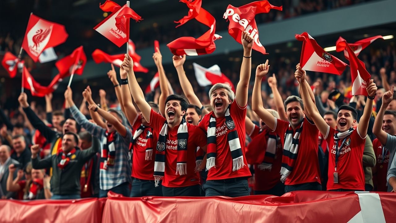 Liverpool fans celebrating a goal in Bournemouth vs Liverpool game.