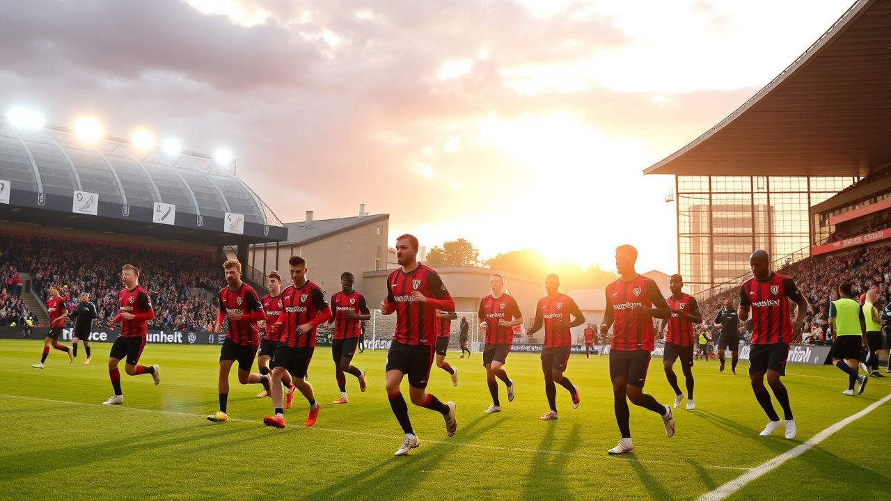 "A.F.C. Bournemouth players warming up ahead of Man City clash"