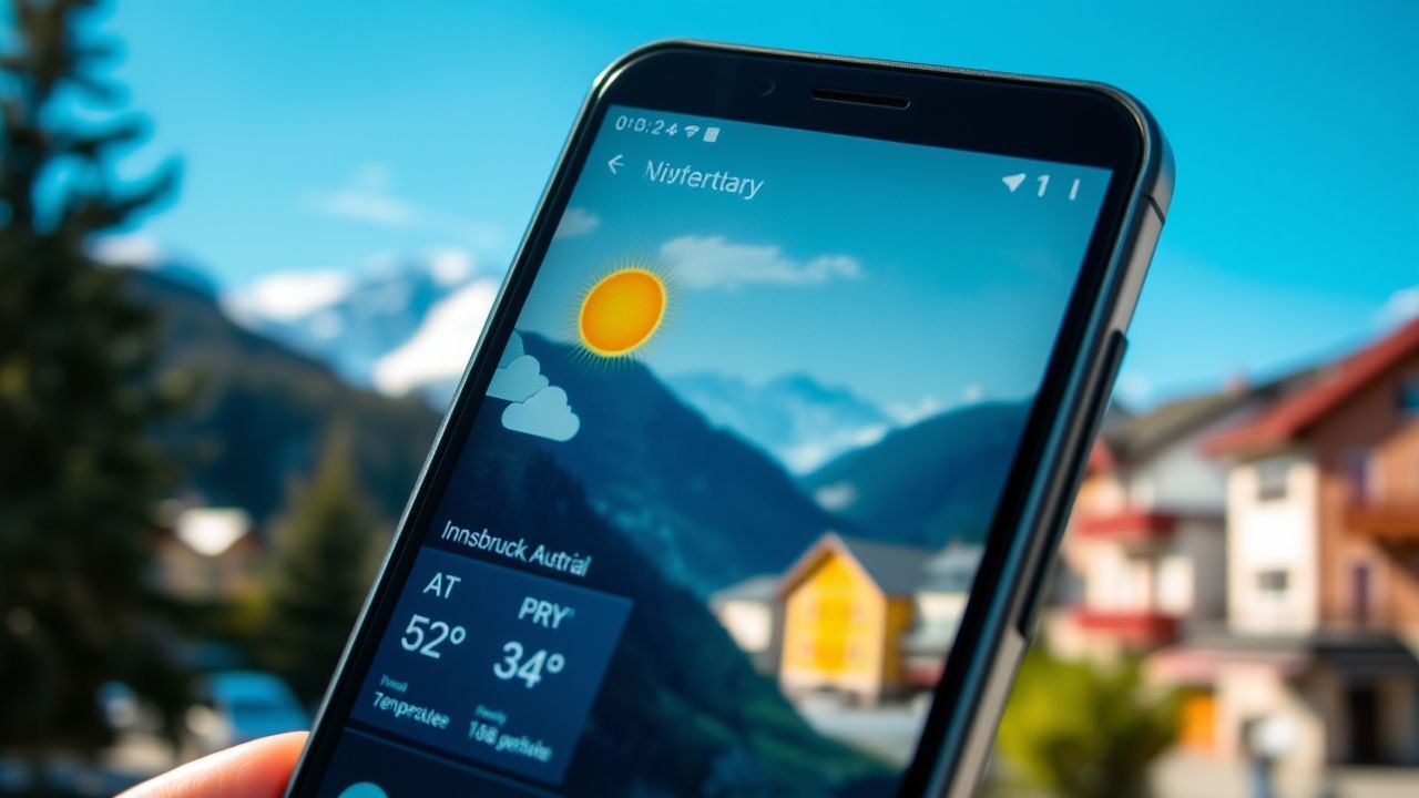 Wetter Innsbruck Heute forecast displayed on mobile phone screen