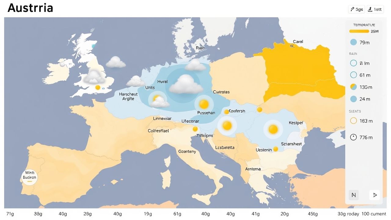 "Austria weather map showing forecast for tomorrow"