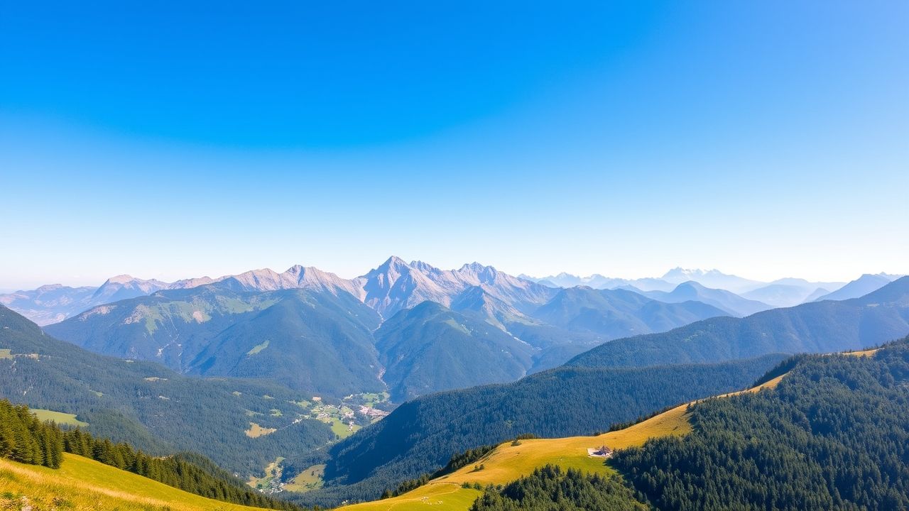 “Clear blue sky over Salzburg mountains on a summer day”