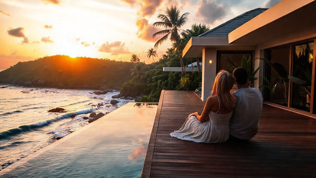 Aruba Ocean Villas reviews guest relaxing at sunset